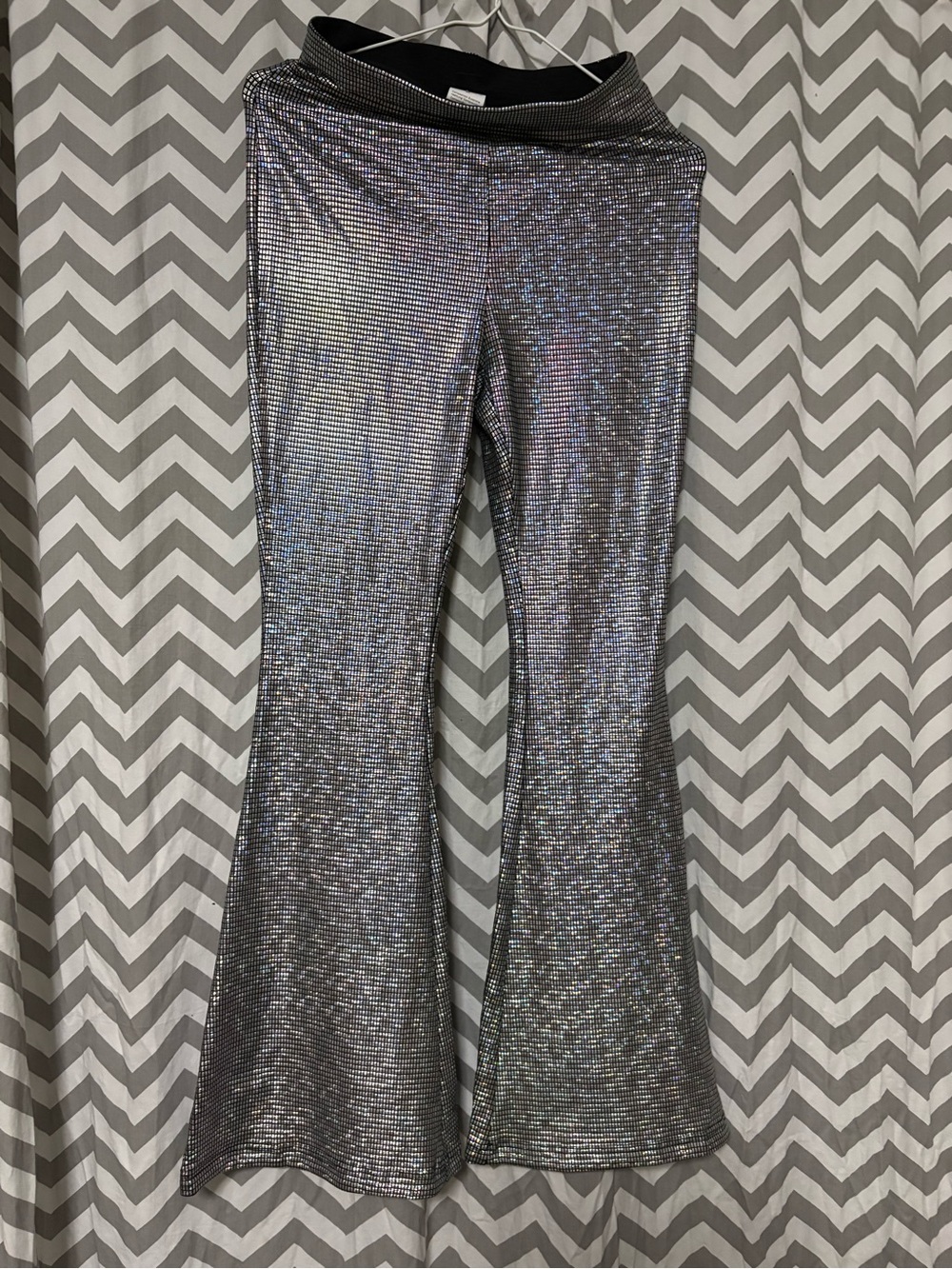 SHEIN Black pants with Holographic Sequin Panel